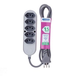 Extensão Múltipla 5 Tomadas 2p+t 10 a 250 V Tramontina 1,5 M Tramontina - 1