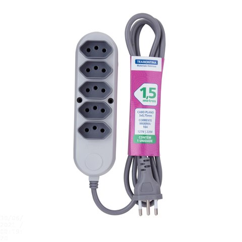 Extensão Múltipla 5 Tomadas 2p+t 10 a 250 V Tramontina 1,5 M Tramontina