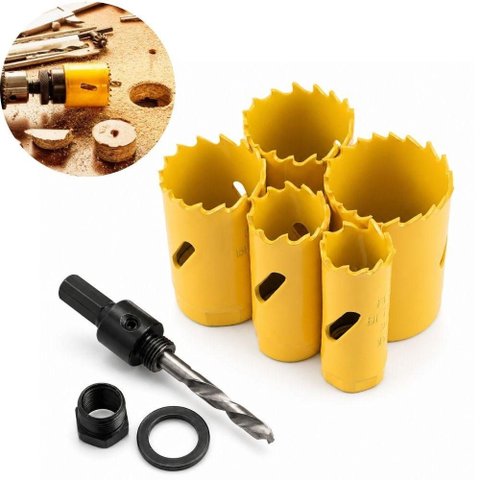 Kit Serra Copo Bimetal Profissional Jogo 7 Pecas Bimetalica Madeira Ferro Metal PVC Aco Aluminio Man