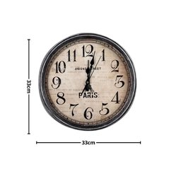 Relogio Parede Estilo Madeira Vintage 33cm Analogico Decorativo Retro Paris Torre Eiffel Sala Cozinh - 5