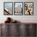 Ver imagem 1 de Kit 3 Quadros Coleção Praia Surf - Pranchas 24x18cm:madeira Preta