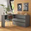 Ver imagem 1 de Escrivaninha em L 120cm C/ 6 Gavetas Flex Multimóveis Mp6030 Grafite