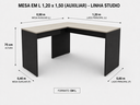 Ver imagem 5 de Mesa em L 1200 x 1500 mm Auxiliar - Linha Studio: Legno Crema/Preto