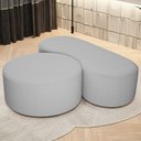 Ver imagem 1 de Kit Puff Redondo Lola e Puff Recamier Orgânico Orbit W01 Bouclê Cinza - Lyam Decor