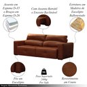 Ver imagem 3 de Sofá Decorativo Monica 3 Lugares Sala de Estar 252cm Reclinável e Retrátil Couro Conhaque Brilho G40