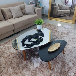 Conjunto de Mesas de Centro Orgânica Mirror Black Paris - 4