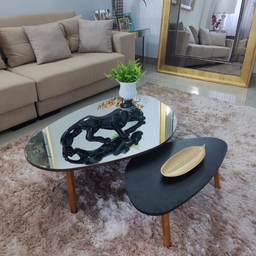 Conjunto de Mesas de Centro Orgânica Mirror Black Paris - 2