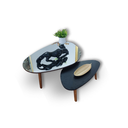 Conjunto de Mesas de Centro Orgânica Mirror Black Paris - 1