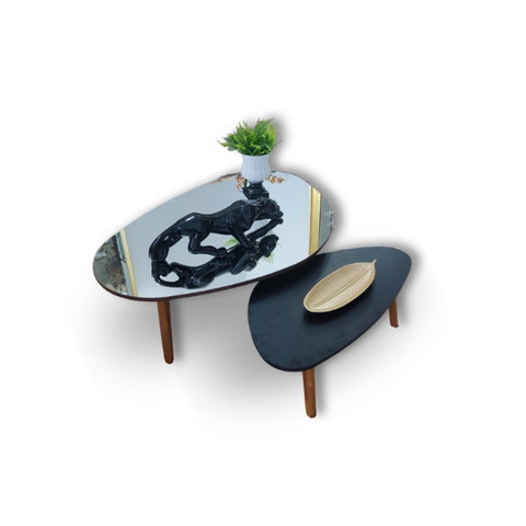 Conjunto de Mesas de Centro Orgânica Mirror Black Paris