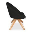 Ver imagem 3 de Kit 02 Poltronas Cadeira Giratória Bela Suede Base de Madeira - Pallazio Preto