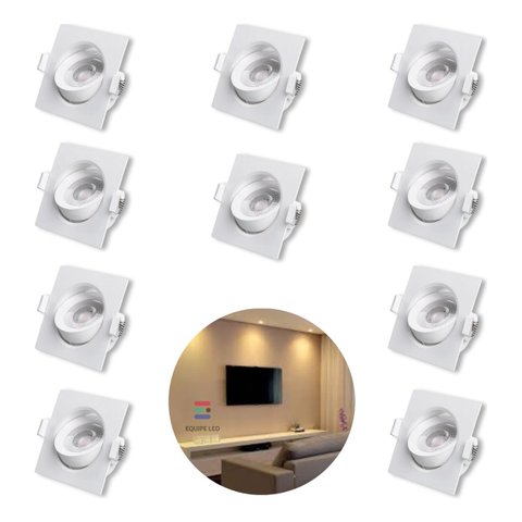 - 10 Spot Quadrado 5w Embutir Sanca Direcionavel Mr11 Dicroica
