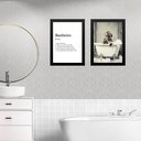 Ver imagem 2 de Kit 2 Quadros Decorar Banheiro - Macaquinho 33x24cm - com Vidro:moldura Branca