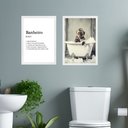 Ver imagem 1 de Kit 2 Quadros Decorar Banheiro - Macaquinho 33x24cm - com Vidro:moldura Branca
