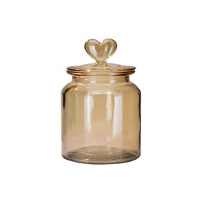 Pote Vidro Hermético Âmbar Decor Afeto Coração 650ml - Yangzi