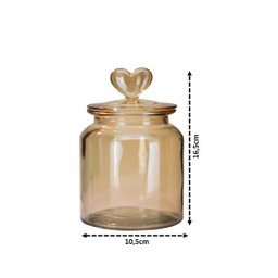 Pote Vidro Hermético Âmbar Decor Afeto Coração 650ml - Yangzi - 2