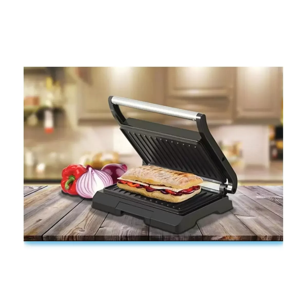 Grill Elétrico Panini Prensa Inox 800W - G1200 - Black+Decker:220V - 6