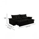 Ver imagem 2 de Sofá Ventura Retrátil e Reclinável 2,40m Pillow com 20cm Fibra Siliconada - Preto