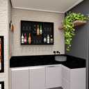 Ver imagem 3 de Barzinho Para Sala Adega Madeira MDF Suporte Garrafas Porta Taças Preto