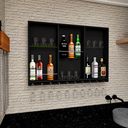 Ver imagem 1 de Barzinho Para Sala Adega Madeira MDF Suporte Garrafas Porta Taças Preto