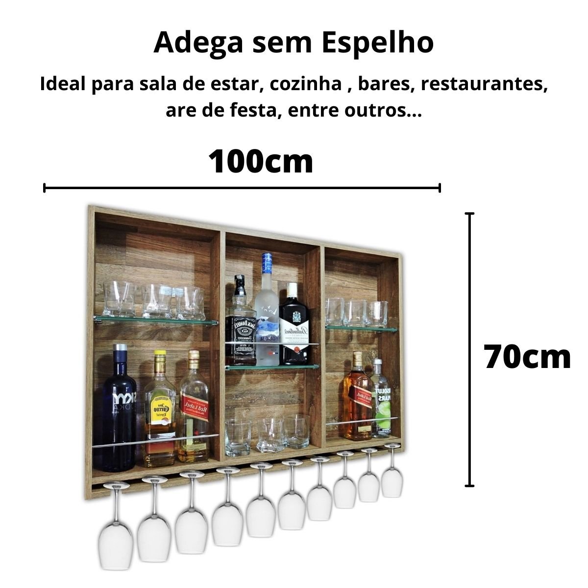 Barzinho Adega MDF Suporte Bebidas com Porta Taças Western - 3