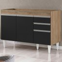 Ver imagem 1 de Balcão Gabinete 120cm 3 Portas 2 Gavetas Michigan Castanho/Preto - Lumil Móveis
