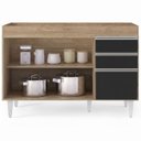Ver imagem 5 de Balcão Gabinete 120cm 3 Portas 2 Gavetas Michigan Castanho/Preto - Lumil Móveis