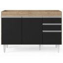 Ver imagem 6 de Balcão Gabinete 120cm 3 Portas 2 Gavetas Michigan Castanho/Preto - Lumil Móveis