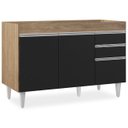 Ver imagem 2 de Balcão Gabinete 120cm 3 Portas 2 Gavetas Michigan Castanho/Preto - Lumil Móveis