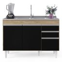 Ver imagem 7 de Balcão Gabinete 120cm 3 Portas 2 Gavetas Michigan Castanho/Preto - Lumil Móveis
