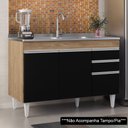 Ver imagem 2 de Balcão Gabinete 120cm 3 Portas 2 Gavetas Michigan Castanho/Preto - Lumil Móveis