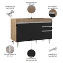 Ver imagem 3 de Balcão Gabinete 120cm 3 Portas 2 Gavetas Michigan Castanho/Preto - Lumil Móveis