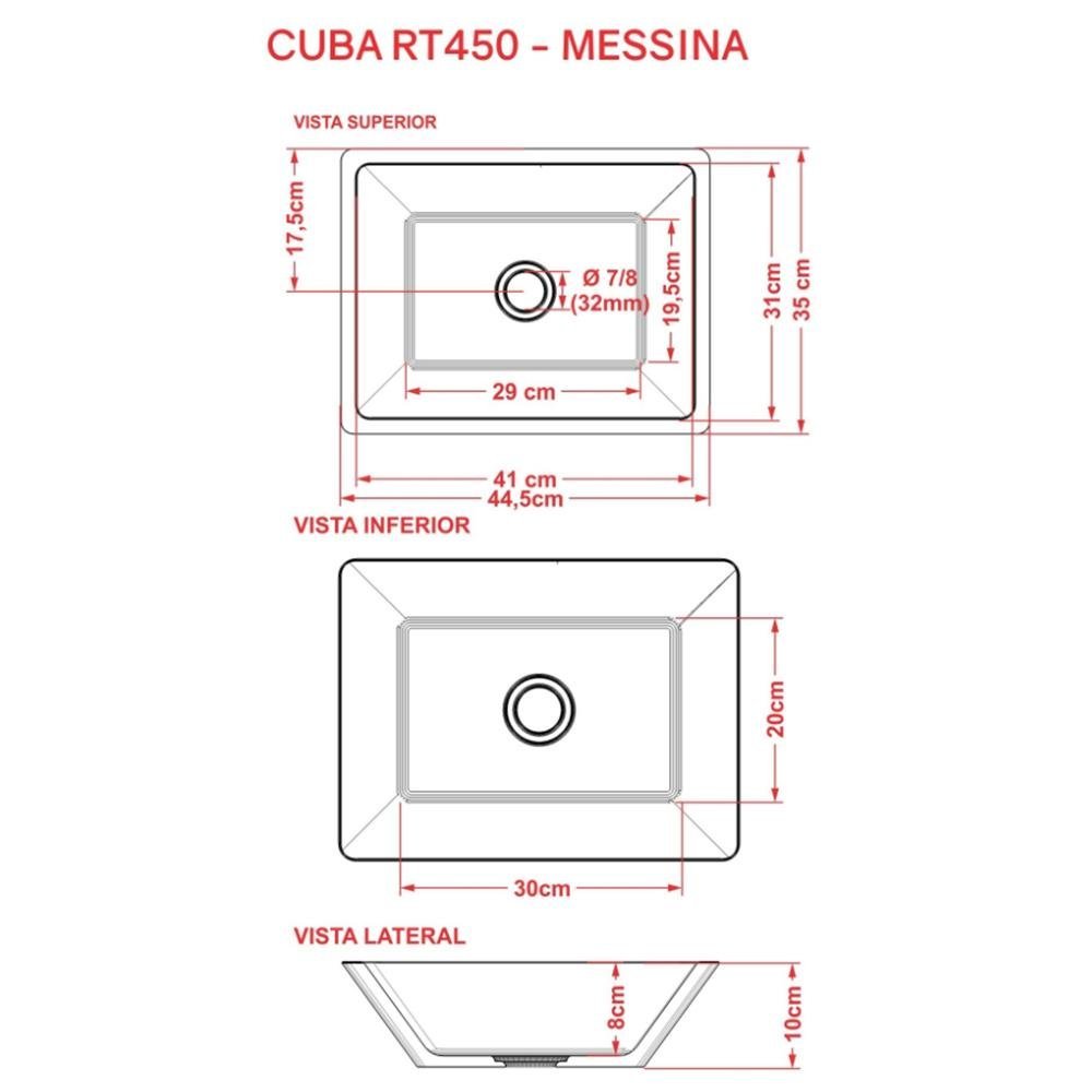 Cuba de Apoio Retangular Para Banheiro Lavabo C01 RT45 Bege - Lyam Decor - 4