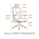 Ver imagem 5 de Cadeira de Escritório Wall Street Presidente Encosto de Cabeça e Lombar Tecido Giratória Preta