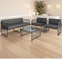 Ver imagem 1 de Conjunto 2 Poltronas 1 Namoradeira e 1 Mesa de Centro Córdova em Aço Carbono e Fibra Sintética Acess