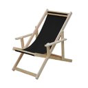 Ver imagem 1 de Cadeira Espreguiçadeira Dobrável Madeira Maciça Natural com Tecido Preto