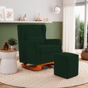 Ver imagem 5 de Poltrona de Amamentação e Descanso Zoe com Base Balanço e Puff Veludo Verde - Desk Design
