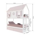 Ver imagem 3 de Beliche Casinha Bela com Coração 2 Gavetas Rosa - Madeira Maciça Branco/rosa | Megamobilia