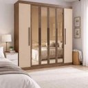Ver imagem 2 de Guarda Roupa Chicago 100% Mdf Castanho/nude Doripel