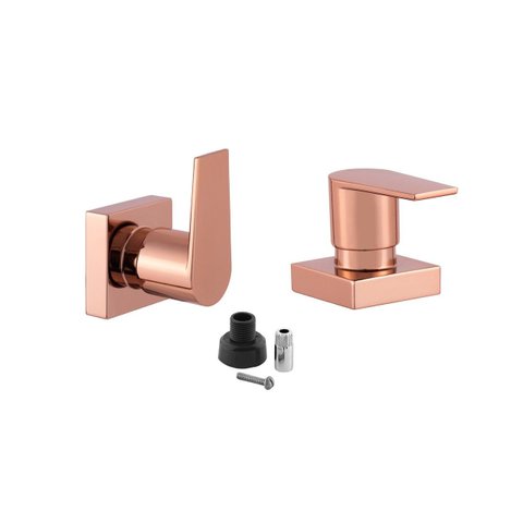 Kit 2 Acabamento para Banheiro Alavanca Rose Gold Brilhante Registro Chuveiro Padrão Docol