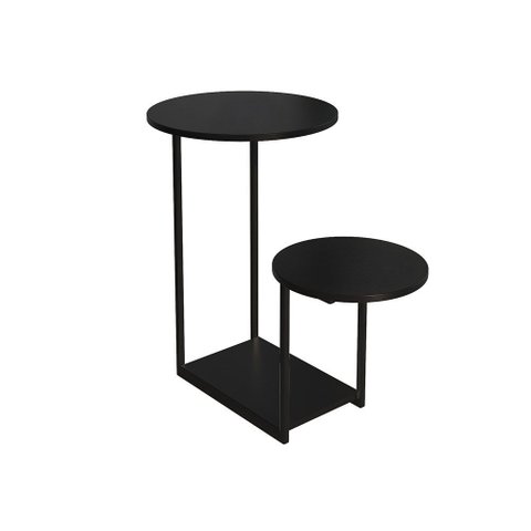 Mesal Lateral Cibele Tampo Redondo Ferro Preto Tampo Preto