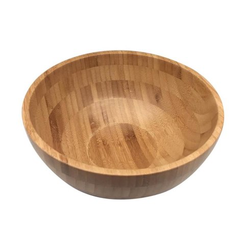 Saladeira de Bambu Natural Oikos 28cm Bowl Circular Fundo Serve e Decora Cozinha