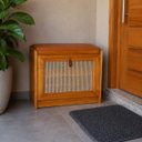 Ver imagem 1 de Sapateira Banco Plenitude Porta Basculante Detalhe Rústico e Prateleira Interna - Nature - Lh Móveis
