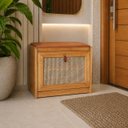 Ver mais imagens de Sapateira Banco Plenitude Porta Basculante Detalhe Rústico e Prateleira Interna - Nature - Lh Móveis
