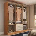 Ver imagem 2 de Guarda-roupa Solteiro Bali 6 Portas 2 Gavetas com Espelho Cinamomo/off White - Panorama Móveis