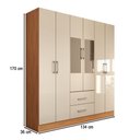 Ver imagem 4 de Guarda-roupa Solteiro Bali 6 Portas 2 Gavetas com Espelho Cinamomo/off White - Panorama Móveis