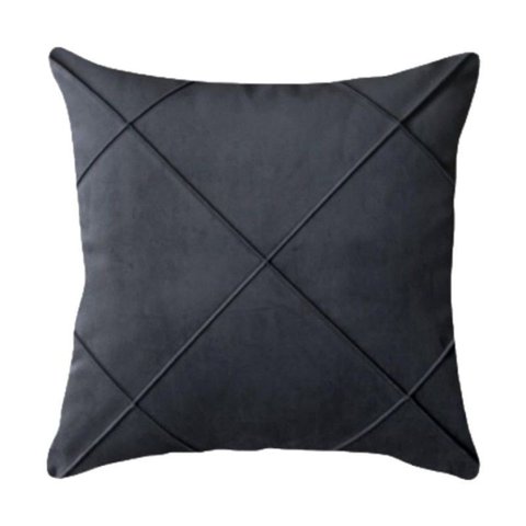 Capa para Almofada Drapeada em Veludo Quadrada 50x50 com Enchimento Cor:cinza Chumbo