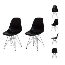Kit 2 Cadeiras Eiffel Eames Preta Base Cromada - 1