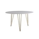 Ver imagem 5 de Mesa Jantar Redonda 110Cm Branca Clips 3 Pés Com 4 Poltronas Brancas Base Dourada - Cor: Branco