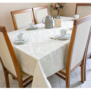 Toalha de Mesa Jacquard 04 Lug Cozinha Quadrada:marfim