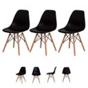 Ver imagem 1 de Kit 3 Cadeiras Eiffel Eames Dsw Preta Base Madeira